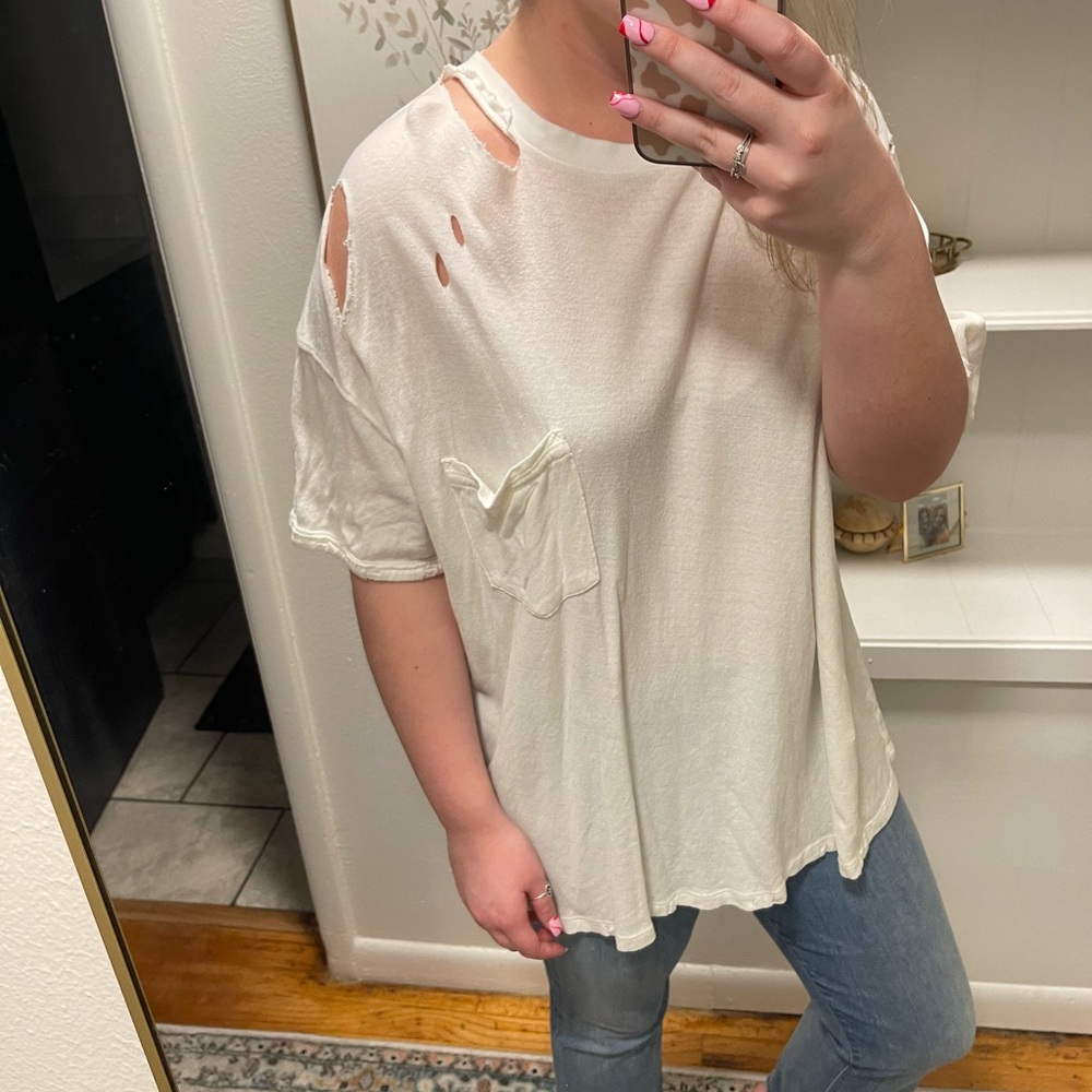 Free people distressed tee